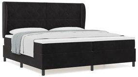 Boxspring Ágy Mattal Fekete 200x200 cm Bársony
