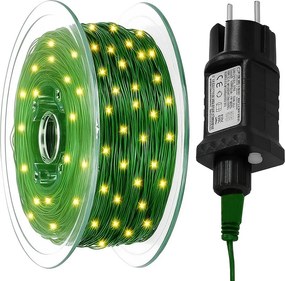 Karácsonyfa fényfüzér 500 Led 50m Meleg fehér Távirányító Zöld Karácsonyi Drót