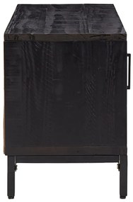 fekete tömör újrahasznosított fenyőfa TV-szekrény 90x30x40 cm