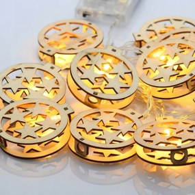 Aca Lighting fa kerek csillagok, 10 LED-es díszlánc, elemes (3xAA)