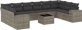 vidaXL 11 részes szürke polyrattan kerti ülőgarnitúra párnákkal