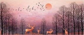 Kép - Szarvas a lenyugvó nap fényében (120x50 cm)