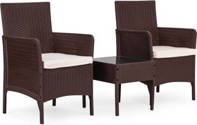 Rattan kerti bútor - 2 szék + asztal szett fekete