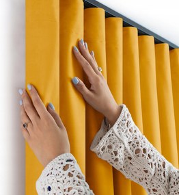 Filumi Függöny velúr wave szalag Mustár 265x175