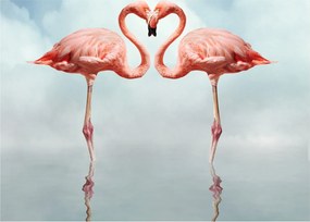 Két flamingó képe (üvegen) (70x50 cm)