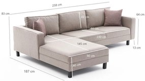 Sarokkanapé Kale Linen Balos - Krém