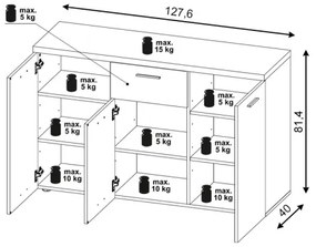 Komód BRUNO sonoma tölgy/fehér