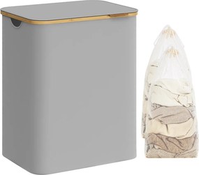 Szennyestartó, 2 rekesszel, levehető hálós béléssel, 130L, szürke, 52 x 38.5 x