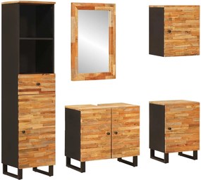 vidaXL Fürdőszoba szettek fiókkal 5 pcs Természetes Tömör Mangófát