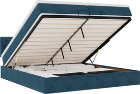 vidaXL Ottomán ágy matracokkal & LED-ek Sötétkék 200x200cm bársony