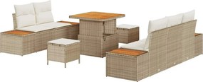vidaXL Kerti Kanapé Szett párnával tárolóval 8 pcs Beige és krém