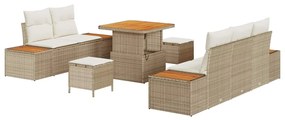 vidaXL Kerti Kanapé Szett párnával tárolóval 8 pcs Beige és krém