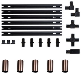 Modern sínrendszer 5 sötét bronz spotlámpával, 1 fázisú GU10 50 mm - Iconic Ruby