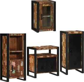 vidaXL Fürdőszoba bútor szett 4 pcs Szilárd újrahasznosított fa