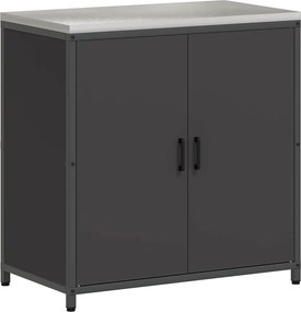vidaXL Konyhai Tárolás polcokkal tárolóval Fekete 60 x 50 x 92 cm Acél