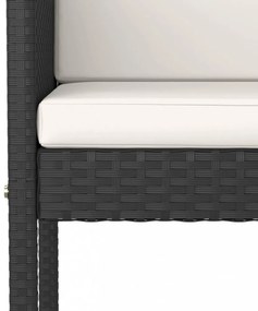 vidaXL 5 részes fekete polyrattan kerti bárszett párnákkal