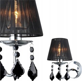 Cornelia kristályokkal díszített fali lámpa, fekete