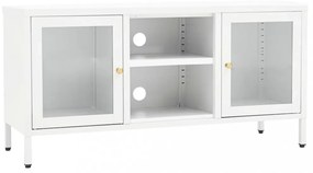 fehér acél és üveg TV-szekrény 105x35x52 cm
