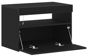 Éjjeli Szekrény LED Világítással Fekete Tölgy 60x35x40 cm Műanyag Fa
