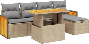 vidaXL 6 részes bézs polyrattan kerti ülőgarnitúra párnával
