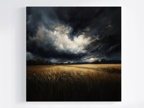 Vászonkép Canvas Tájkép Mező Gabona Őz Ég Felhők Vihar 40x40