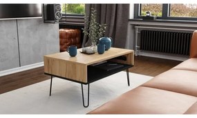 HALIJA konferencia asztal emelhető lappal, polccal, tölgy craft/fekete