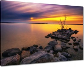 Vászonkép 100x70 Sziklák Tenger Naplemente