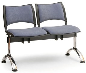 Kárpitozott pad SMART, 2 üléses - króm lábak, zöld