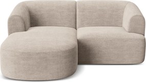 Világosbarna kordbársony sarokkanapé (bal oldali-heverő résszel) Campi – Cosmopolitan Design