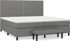 vidaXL sötétszürke szövet rugós ágy matraccal 200 x 200 cm