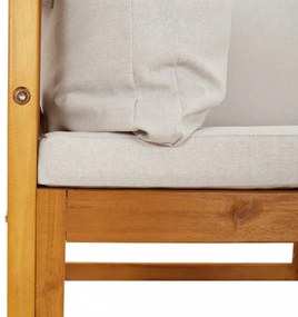 2 db tömör akácfa elemes sarokkanapé világosszürke párnákkal