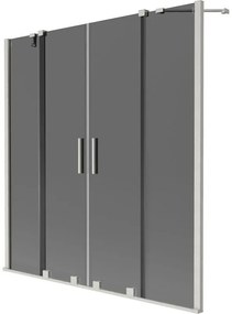 Mexen Velar Duo, 2 szárnyas eltolható kádparaván 140 x 150 cm, 8mm szürke üveg, csiszolt acél, 896-140-000-42-97