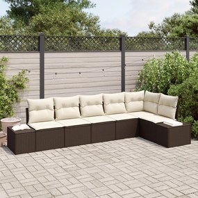 6 részes kerti kanapé szett párnákkal Barna Rattan