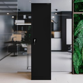 ALEX irodai irattároló fémszekrény, 450 x 1850 x 400 mm, fekete