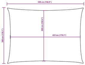 fekete téglalap alakú oxford-szövet napvitorla 3 x 5 m