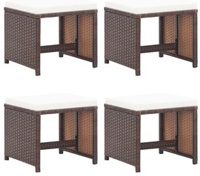 4 db barna polyrattan kerti szék párnákkal