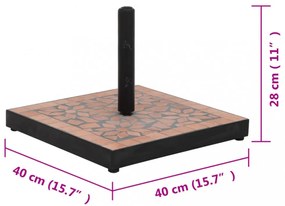 terrakotta négyzet alakú napernyő talp 12 kg