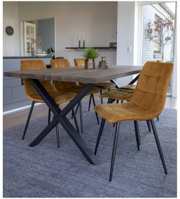 Middelfart 2 db étkezőszék mustársárga bársony huzattal - House Nordic