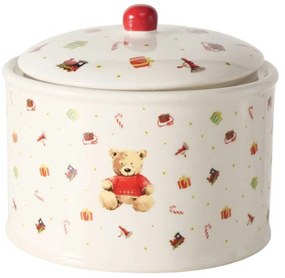 Kerámia konyhai tároló nagy 15x18 cm 2000 ml piros pulcsis macival