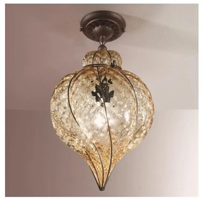 SIRU - Felületre szerelhető csillár GOCCIA 1xE27/60W/230V pr.25 cm bézs/barna Velencei üveg