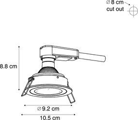 6 darabos modern, süllyesztett spotlámpa szett fekete és arany színben, forgatható és dönthető, IP44 - Chuck