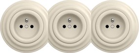 Kliklap - Retro három aljzatú fali konnektor kerettel 230V bézs