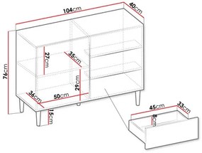 Komód Sarlana 1D3SZ (fekete) . 1103681