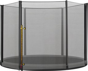 HOMCOM Pótbiztonsági Háló Ø305 cm Kerek Trambulinhoz Cipzáras Ajtóval 6 Egyenes Rúddal Ø305x180 cm Fekete | Aosom