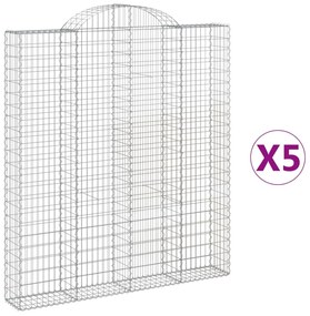 5 db íves horganyzott vas gabion kosár 200x30x220/240 cm
