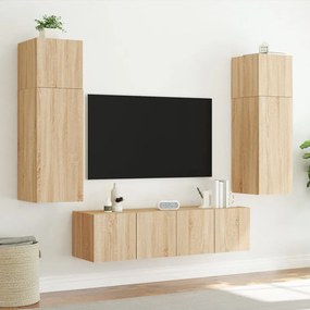 sonoma tölgy színű fali TV-szekrény LED-ekkel 60x35x41 cm
