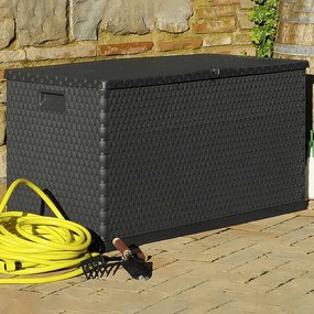 Antracitszürke Pp Rattan Kerti Tárolóláda 120 X 56 X 63 Cm