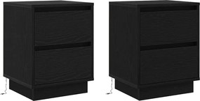 vidaXL Éjjeliszekrény 2 pcs Fekete tölgy 39 x 34,5 x 50 cm Faanyag