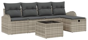 vidaXL Kanapé Szett párnával tárolóval 6 pcs Világosszürke polirattan