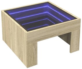 Sonoma tölgy végtelen hatású LED-es dohányzóasztal 50x50x30 cm